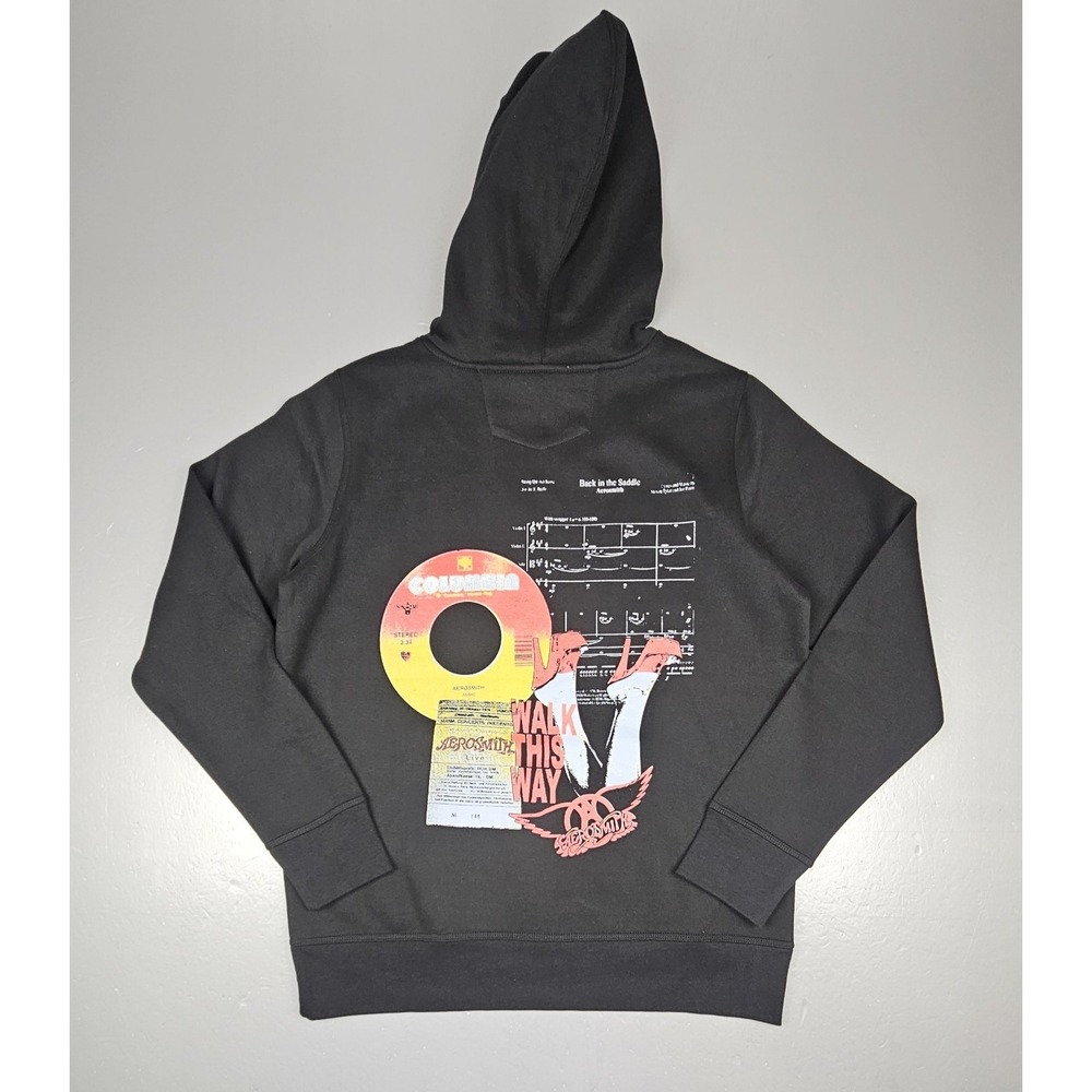 Aerosmith Hoodie Mens Medium. Black Walk This Way Rock Garageband Sweatshirt